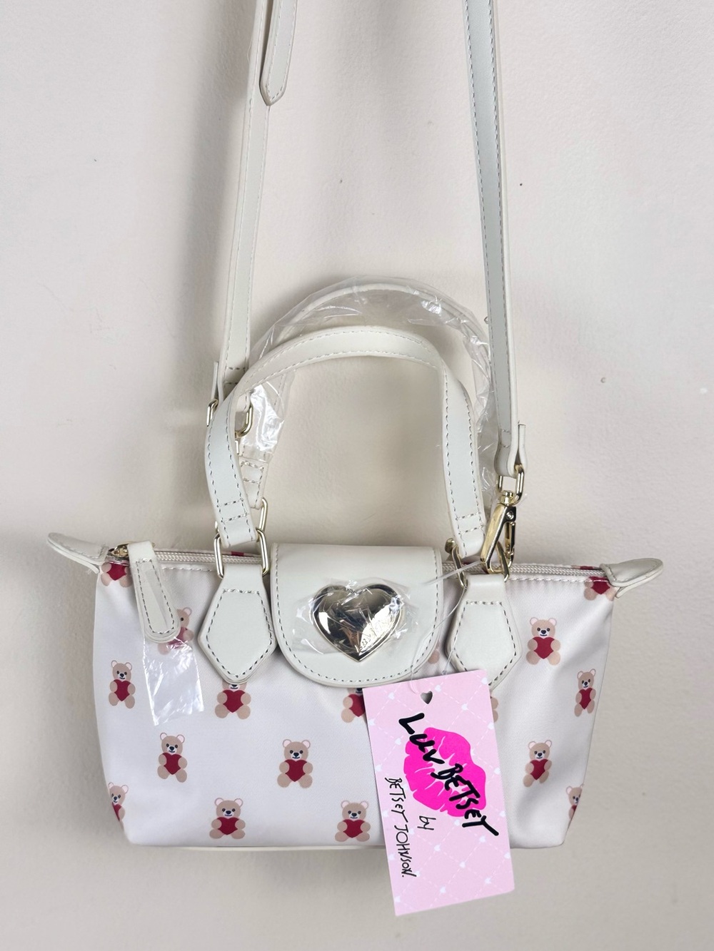Luv Betsey by Betsey Johnson Teddy Bear Heart Mini Tote Crossbody Bag